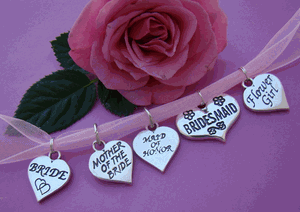 Sterling Silver Wedding Party Bridal Message Pendant Charms